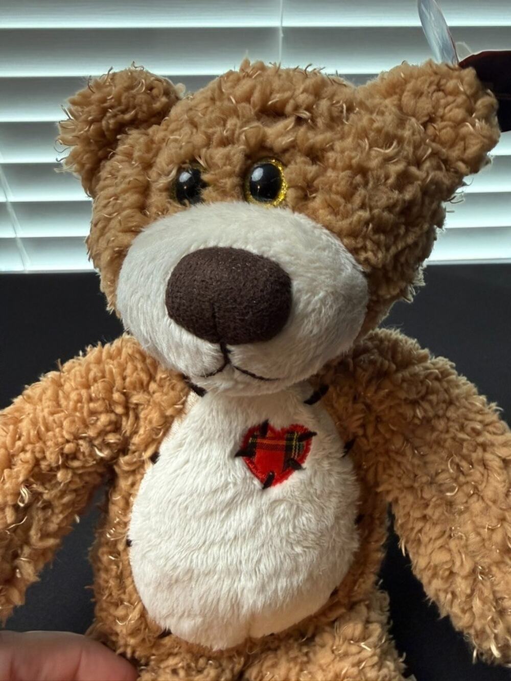 First & Main Tender Teddy Bear Plush Stuffed Animal Brown Red Plaid Heart 12"